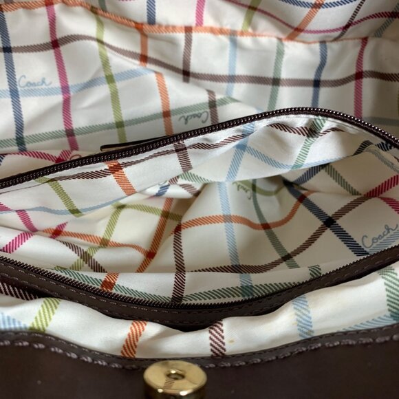 COACH CC Logo Jacquard Leather Trim Ergo Kisslock Shoulder Bag 12232 NO TAG - Picture 13 of 14